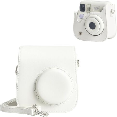 حافظة جلدية Mini SE، حافظة واقية متوافقة مع كاميرا Fujifilm Instax Mini SE/7+ الفورية، لتغطية Instax Mini SE مع حزام الكتف - كريمي أخضر in Kuwait
