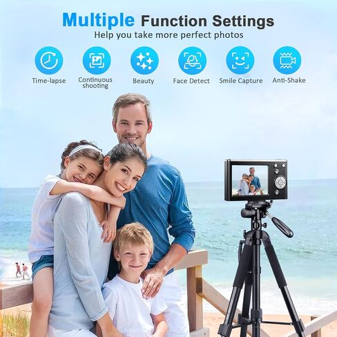 4K Digital Camera,Autofocus 50MP UHD Vlogging Camera for YouTube,Compact Camera with 16X Digital ZoomAnti-Shake,Travel Camera with 32GB Card, 2 Batteries for Beginners and Teens in Saudi Arabia