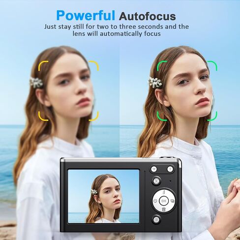 4K Digital Camera,Autofocus 50MP UHD Vlogging Camera for YouTube,Compact Camera with 16X Digital ZoomAnti-Shake,Travel Camera with 32GB Card, 2 Batteries for Beginners and Teens in Saudi Arabia