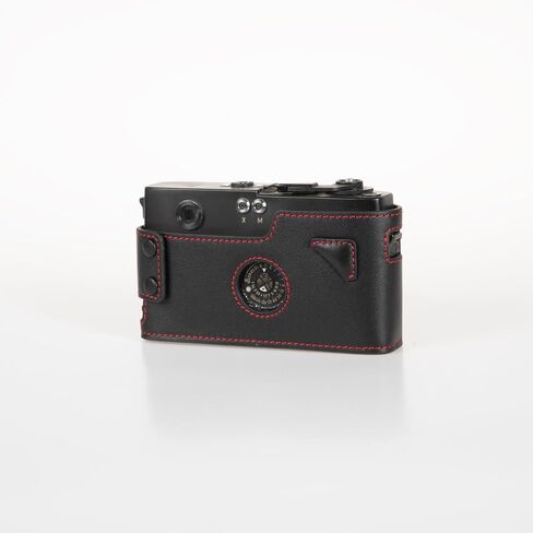 Black Leather with Red Stitching Half Case for Leica M5 Film camera with 2 lugs or 3 lugs in Saudi Arabia