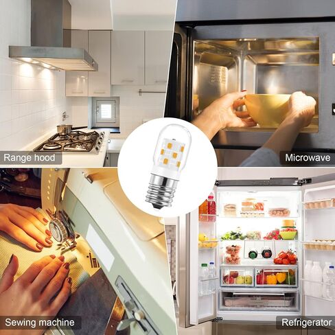 e17 led تحت الميكروويف فوق الموقد لمبة الضوء 125v الأجهزة 8206232a 40w المتوهجة المكافئة، e17 قاعدة متوسطة 3w لمبة الضوء عكس الضوء للثلاجات، غطاء محرك السيارة، ضوء النهار 4000k، 2 حزمة in Kuwait