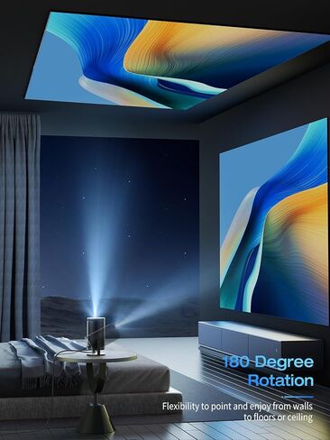 CLOKOWE 4K Mini Projector with WiFi and Bluetooth - 180° Rotation & Auto Keystone, Full HD 1080P Supported, Portable Outdoor Movie Projector, Compatible with TV Stick/Windows/iOS/Android/HDMI/USB in Saudi Arabia