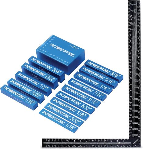 مجموعة أدوات إعداد POWERTEC مكونة من 15 قطعة، وقضبان إعداد طاولة جهاز التوجيه مع مربع تأطير على شكل حرف L مقاس 16 بوصة × 24 بوصة مع طاولات رافتر لقمة جهاز التوجيه/ارتفاع شفرة منشار الطاولة، ومنشار شريطي، ومكبس حفر (72051) in Saudi Arabia