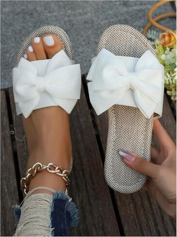 GORGLITTER Women's Bow Flat Sandals Vacation Open Toe Thick Sole Memory Foam Sandals in Saudi Arabia
