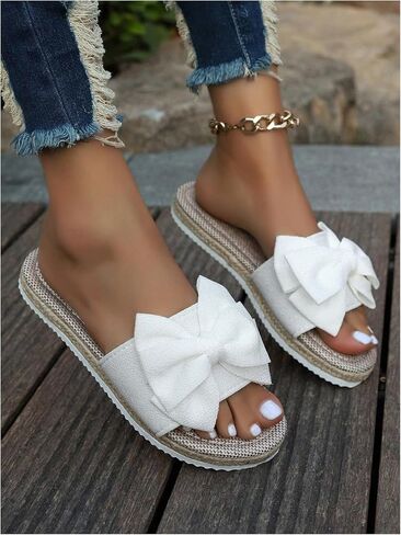 GORGLITTER Women's Bow Flat Sandals Vacation Open Toe Thick Sole Memory Foam Sandals in Saudi Arabia