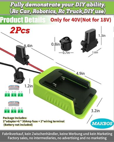 2 Packs 40V Battery Adapter for RYOBI,DC 40V to 12V Step Down Converter Adapter for Ryobi 40V Li-ion Battery DIY for Power Wheels Adapter Automatic Buck Boost Voltage Regulator for DIY RC Toy Car in Kuwait
