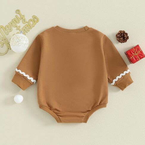 Newborn Baby Boy Girl Christmas Outfit Gingerbread Man Onesie Sweatshirt Bubble Romper Bodysuit Infant Xmas Clothes in Saudi Arabia