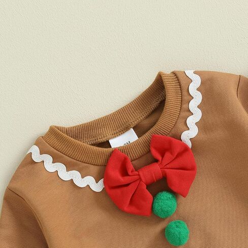 Newborn Baby Boy Girl Christmas Outfit Gingerbread Man Onesie Sweatshirt Bubble Romper Bodysuit Infant Xmas Clothes in Saudi Arabia
