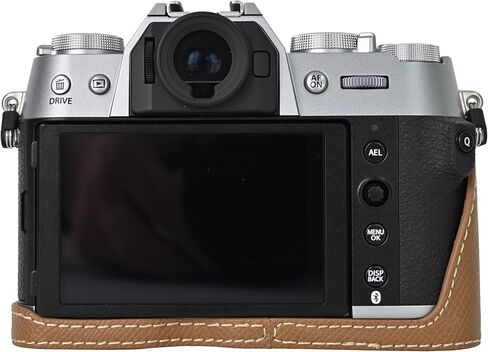 حافظة X-T50، BMAOLLONGB مصنوعة يدويًا من جلد البولي يوريثان المتجمد، نصف حافظة كاميرا، غطاء حقيبة سفلي، نسخة مفتوحة لـ Fujifilm X-T50 XT50 مع حزام يد (بني) in Kuwait