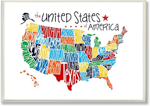 Stupell Industries Use Rainbow Typography Map On White Background Black Framed Wall Art, 16 x 20, Design by Artist Erica Billups in Saudi Arabia