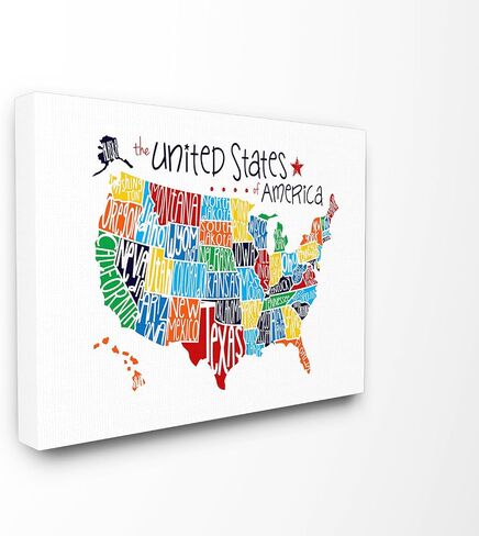Stupell Industries Use Rainbow Typography Map On White Background Black Framed Wall Art, 16 x 20, Design by Artist Erica Billups in Saudi Arabia