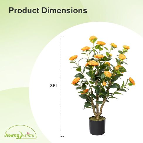 38" Artificial Camellia Tree 2 Packs, Faux Camellia Plant in Pebbles Pot with Red Flowers, Greenery Camellia Tree for Spring Home Front Door Outdoor Indoor Decoration, Red in Saudi Arabia