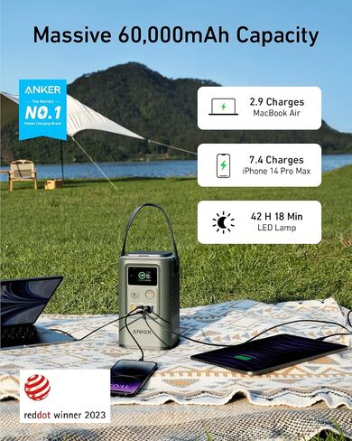 محطة باور بانك Anker SOLIX C300 DC، خارجية 288 وات في الساعة (90,000 مللي أمبير في الساعة)، محطة طاقة محمولة لأجهزة متعددة، بطارية LiFePO4، مولد شمسي 300 وات، للتخييم والسفر وحالات الطوارئ in Saudi Arabia