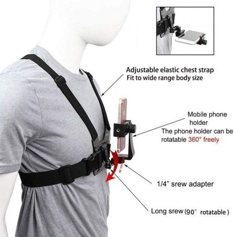 Mobile Phone Chest Mount Harness Strap Holder Cell Phone Clip Action Camera and phone holder, new1234 in Kuwait