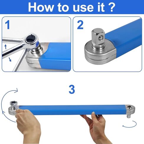 Ratchet Torque Extension Wrench Mechanical , Workshop Automotive Garage Tools Car Spanner Mixed Dynamics Hand Tools,15 Inch Multifunctional Extension Wrench with 1/4", 3/8", 1/2" Square Drive Adapter in Saudi Arabia