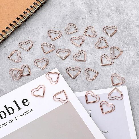 100 Pcs Gold Heart Paper Clips, Cute Love Shaped Paper Clips Small Paper Clamps Mini Metal Organizing Paperclips for Office Supplies Document Sorting Wedding Decoration Organizers Women (Gold) in Saudi Arabia