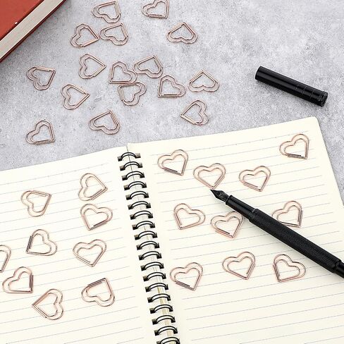 100 Pcs Gold Heart Paper Clips, Cute Love Shaped Paper Clips Small Paper Clamps Mini Metal Organizing Paperclips for Office Supplies Document Sorting Wedding Decoration Organizers Women (Gold) in Saudi Arabia