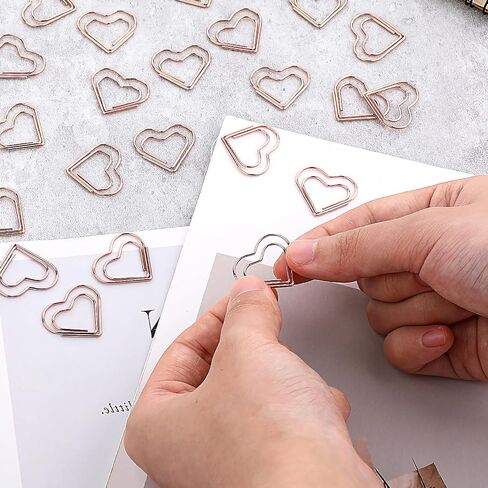 100 Pcs Gold Heart Paper Clips, Cute Love Shaped Paper Clips Small Paper Clamps Mini Metal Organizing Paperclips for Office Supplies Document Sorting Wedding Decoration Organizers Women (Gold) in Saudi Arabia