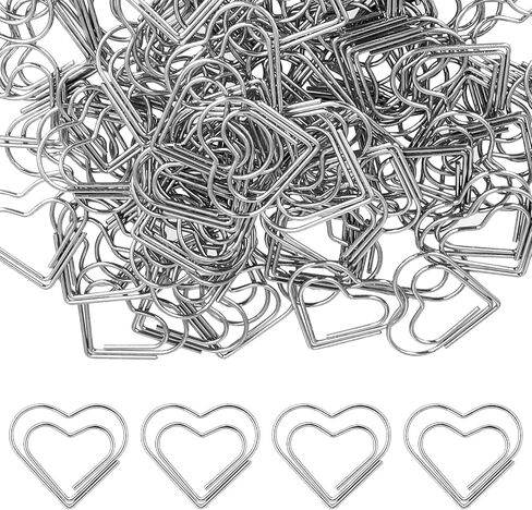 100 Pcs Gold Heart Paper Clips, Cute Love Shaped Paper Clips Small Paper Clamps Mini Metal Organizing Paperclips for Office Supplies Document Sorting Wedding Decoration Organizers Women (Gold) in Saudi Arabia
