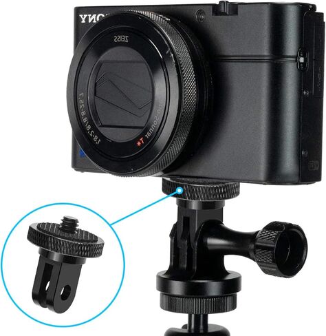 محول حامل حامل ثلاثي للكاميرا لـ Gopro 1/4 بوصة محول حامل ثلاثي القوائم من الألومنيوم المعدني لكاميرات Gopro Hero 10 Sony Sjcam Action Cameras insta360 وغيرها من الملحقات القياسية 1/4 بوصة in Kuwait