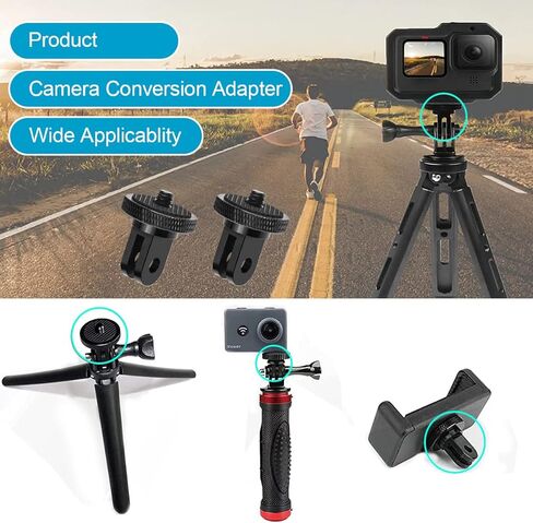 محول حامل حامل ثلاثي للكاميرا لـ Gopro 1/4 بوصة محول حامل ثلاثي القوائم من الألومنيوم المعدني لكاميرات Gopro Hero 10 Sony Sjcam Action Cameras insta360 وغيرها من الملحقات القياسية 1/4 بوصة in Kuwait