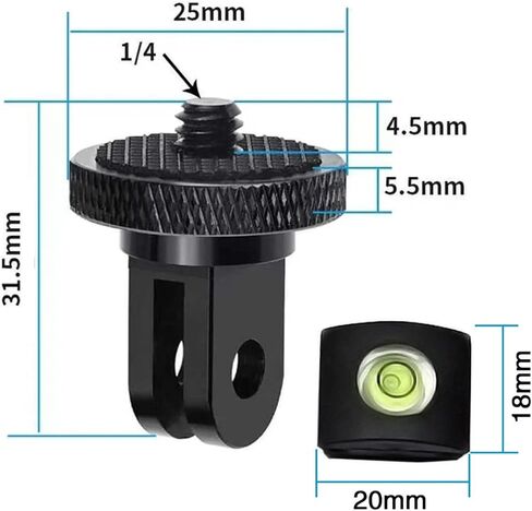 محول حامل حامل ثلاثي للكاميرا لـ Gopro 1/4 بوصة محول حامل ثلاثي القوائم من الألومنيوم المعدني لكاميرات Gopro Hero 10 Sony Sjcam Action Cameras insta360 وغيرها من الملحقات القياسية 1/4 بوصة in Kuwait