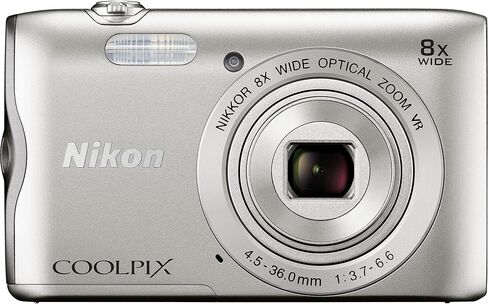 Nikon Coolpix A300 20.1 MP 8x Optical Zoom/16x Dynamic Fine Zoom VR Point & Shoot Digital Camera (Silver) (Renewed) in Saudi Arabia