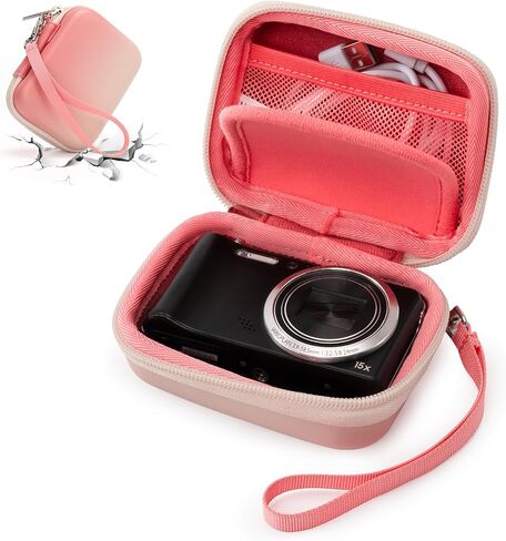 حافظة كاميرا رقمية Cwatcun، حقيبة صغيرة لحمل الكاميرا وحقيبة واقية لكاميرات السفر AbergBest 2.7 بوصة LCD Kodak Pixpro/Canon PowerShot ELPH 180/190 / DSCW830، حافظة مضادة للصدمات، وردي in Saudi Arabia
