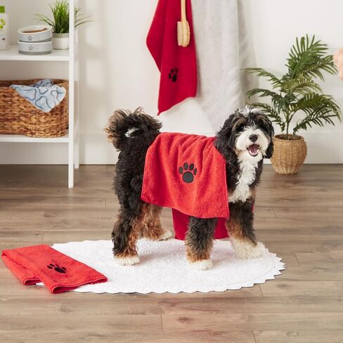 Bone Dry Pet Grooming, Embroidered Microfiber Towel Drying Collection, 15x30, Raspberry Sorbet in Saudi Arabia