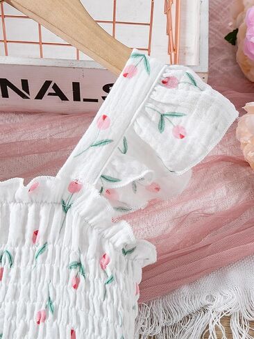 Toddler Girl Dress Cotton Summer Clothes Flower Dresses Ruffle Sleeveless Kids Little Girls Casual Sundress in Saudi Arabia