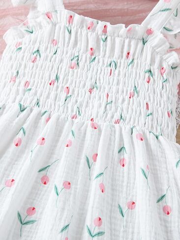 Toddler Girl Dress Cotton Summer Clothes Flower Dresses Ruffle Sleeveless Kids Little Girls Casual Sundress in Saudi Arabia