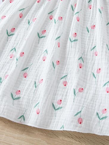 Toddler Girl Dress Cotton Summer Clothes Flower Dresses Ruffle Sleeveless Kids Little Girls Casual Sundress in Saudi Arabia