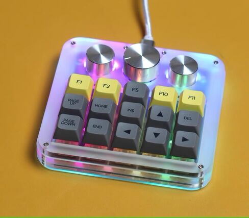 15 Key Macro Programmable Keyboard,Macro Mechanical Gaming ,Custom Knob KeyPad, Hotswap Blue Switch Gaming Keyboard,USB C Wired 15 Key Keyboard with Software For Win ,Mac OS (Black&RGB&Copper Plate) in Saudi Arabia