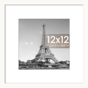 upsimples 12x12 Picture Frame, Display Pictures 8x8 with Mat or 12x12 Without Mat, Wall Hanging Photo Frame, White, 1 Pack