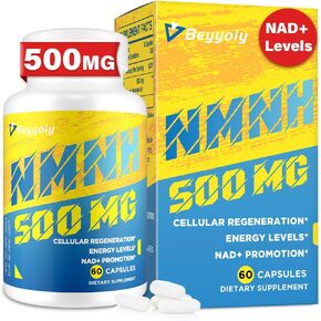 NMNH Supplement (Dihydronicotinamide Mononucleotide), 500mg NMNH Supplements to Boost NAD+ Levels, NAD Booster Supplement Alternative for Anti Aging, Focus, Energy - 60 Capsules