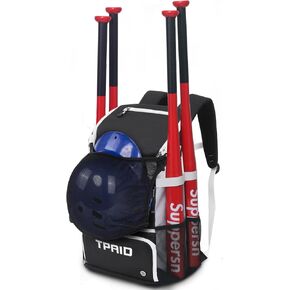 TPAID Baseball Backpack Large Capacity Softball Bag with Shoes Compartment and Fence Hook, Lightweight Baseball Equipment Bag Holds Bats, Helmets, Gloves, Hats, Clothes, Shoes