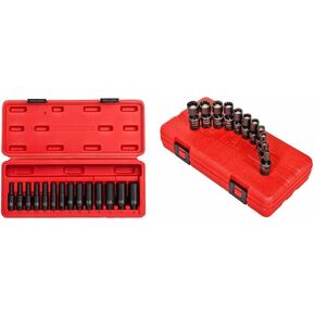 SUNEX TOOLS 1831, 1/4 Inch Drive Deep Magnetic Impact Socket Set, 14-Piece, Metric, 4mm - 15mm, Cr-Mo Alloy Steel, Heavy Duty Storage Case, Meets ANSI Standards
