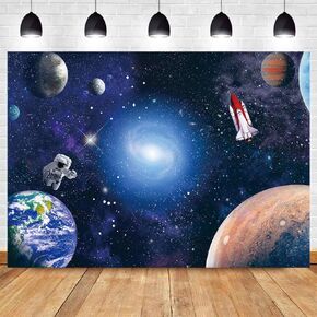 7x5 FT Space Astronaut Photo Backdrop Cosmic Galaxy Stars Newborn Gift Photography Background Children Birthday Party Cake Table Decorative Banner