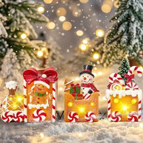 Wood Christmas Table Decor, Lighted Christmas Decorations Indoor Train Sets with Santa Claus and Snowman Figurines, Christmas Table Centerpieces for Home Room Kitchen Xmas Party Gift (Santa Claus)