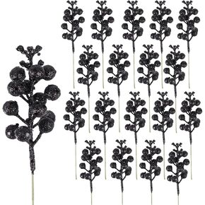 DIYASY Glitter Berry Stems,20Pcs Artificial Xmas Picks and Sprays Christmas Tree Filler Branches Ornaments Holiday Wreath Garland Decorations Home Décor Purple 7.8 Inch