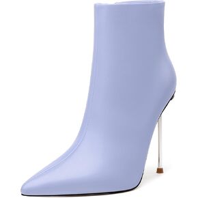MODENCOCO Women's Ankle Boots Stiletto High Heels Boots Sexy Pointed Toe Side Zipper Dress Booties Fall Comfy Style 4 Inch Shoes
