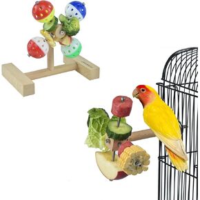 GUANLANT Foraging Bird Toys for Parrots, Budgie Toys, Rotating Bird Feeders Spinner Toys Parakeet Ball Bell Toys Birdcage Accessories Bird Food Treats Interactive Food Toys for Cockatiel Conures