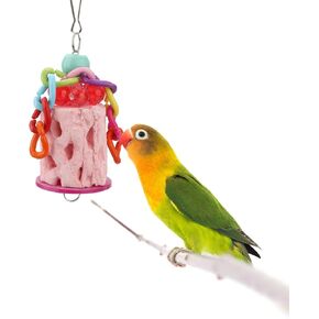Hypeety Bird Chew Toy Calcium Teeth Grinding Chew Treats Toy for Hamster Bird Parrot African Grey Parakeets Cockatiels Conures Amazons Small Animal Cage Hanging 1pc Color Random