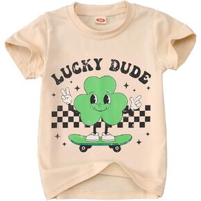 تي شيرت Lucky Dude للأطفال الصغار الأولاد والبنات قميص عيد القديس باتريك ملابس شامروك بأكمام قصيرة تي شيرت أيرلندي in Kuwait