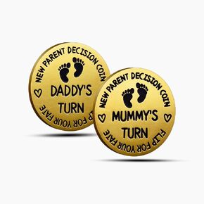 Funny Baby Gift - New Dad Mom Parents Decision Coin Gift for Dad Mom to be, Pregnancy Gifts for First Time Daddy Mummy, Baby Shower Announcement, New Parents Gifts for Fathers Day (Double-Side,Silver)