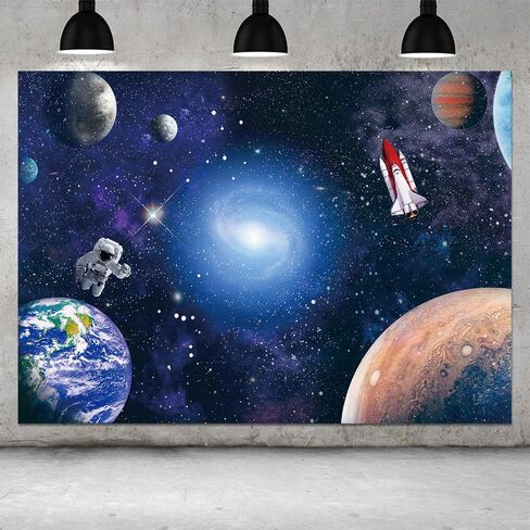 7x5 FT Space Astronaut Photo Backdrop Cosmic Galaxy Stars Newborn Gift Photography Background Children Birthday Party Cake Table Decorative Banner in Kuwait