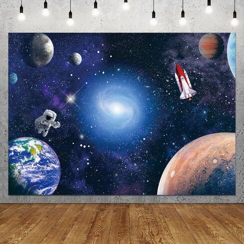 7x5 FT Space Astronaut Photo Backdrop Cosmic Galaxy Stars Newborn Gift Photography Background Children Birthday Party Cake Table Decorative Banner in Kuwait