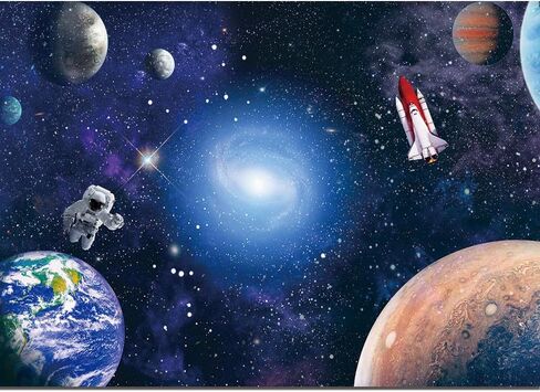 7x5 FT Space Astronaut Photo Backdrop Cosmic Galaxy Stars Newborn Gift Photography Background Children Birthday Party Cake Table Decorative Banner in Kuwait