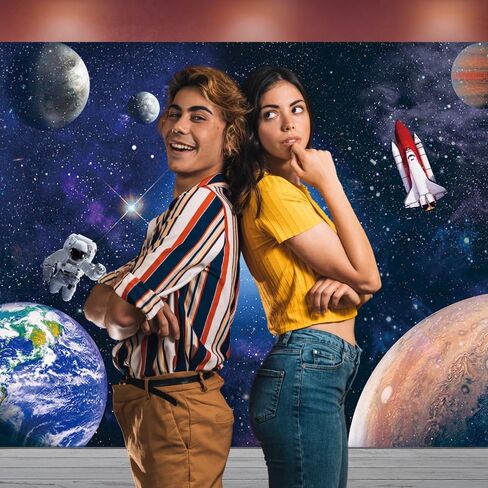 7x5 FT Space Astronaut Photo Backdrop Cosmic Galaxy Stars Newborn Gift Photography Background Children Birthday Party Cake Table Decorative Banner in Kuwait