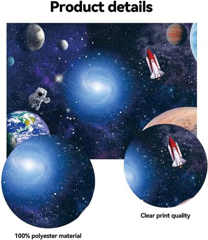 7x5 FT Space Astronaut Photo Backdrop Cosmic Galaxy Stars Newborn Gift Photography Background Children Birthday Party Cake Table Decorative Banner in Kuwait